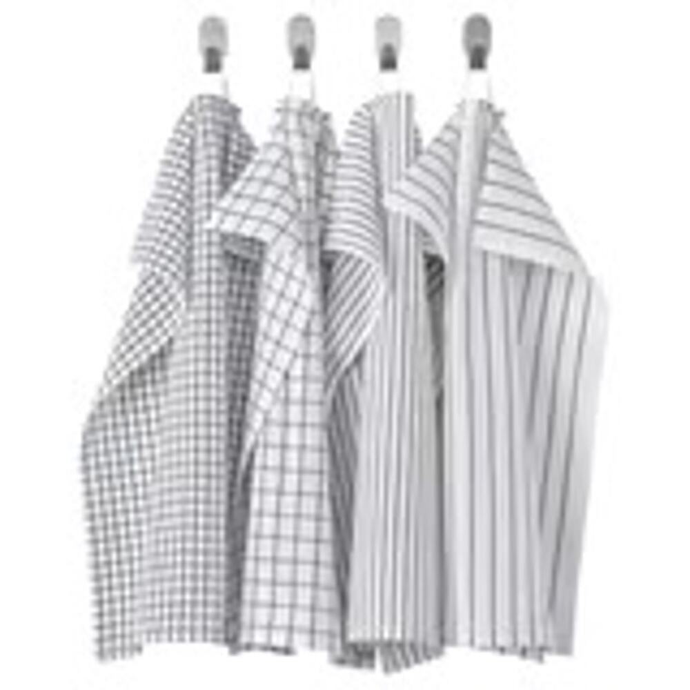 Geometric IKEA RINNIG Dish Towels in White and Dark Gray Pack of 4